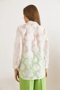 Olalook Women's White Petunia Embroidered Transparent Shirt - Image 2