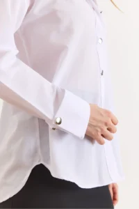 Olalook Women's White Cuff Detailed Comfortable Shirt - Image 4