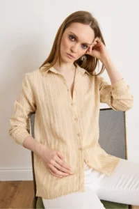 Olalook Women's Stone Striped Flowy Woven Shirt - Image 4