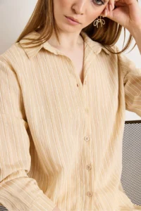 Olalook Women's Stone Striped Flowy Woven Shirt - Image 5