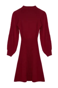 TRENDYOLMİLLA Burgundy Mini Knitwear Lace Dress - Image 7