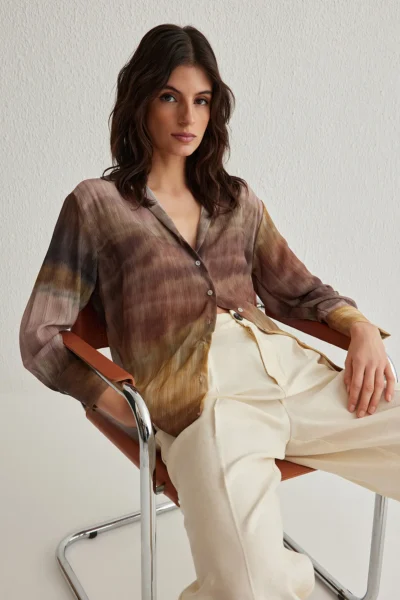 TRENDYOLMİLLA Multicolored Color Transitional Siphon Material Regula Normal Pattern Weaving Shirt