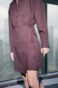 TRENDYOLMİLLA Limited Edition Brown Mini Skirt Detailed Weaving Dress - Image 3