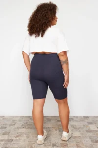 Trendyol Curve Navy Blue-Khaki High Waist 2 Sets Pack Biker/Short Plus Size Leggings - Image 5
