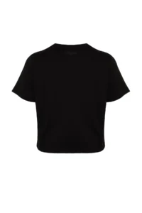 Trendyol Curve Black Crew Neck Stitching Detailed 100% Cotton Knitting Crop T-Shirt - Image 6