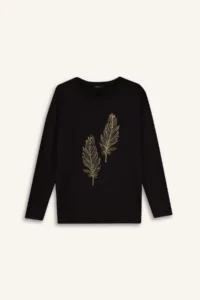 DeFacto Relax Fit Crew Neck Stone Printed Long Sleeve T-Shirt