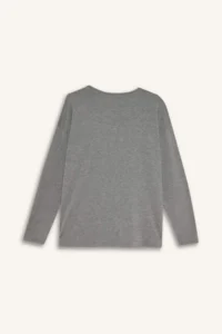 DeFacto Relax Fit Crew Neck Stone Printed Long Sleeve T-Shirt - Image 3