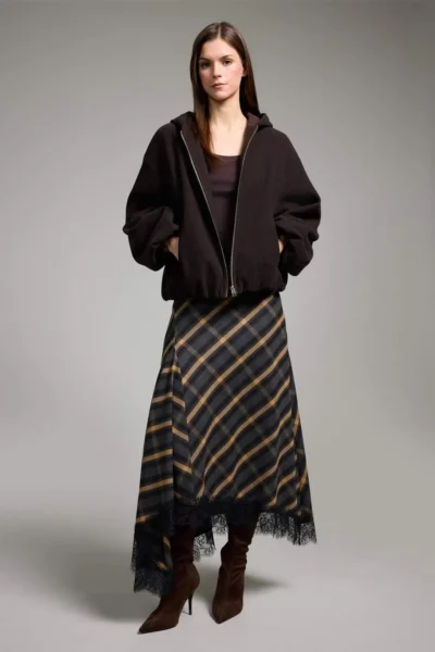 DeFacto A Cut Checkered Midi Skirt