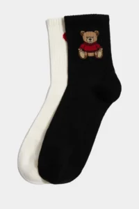 DeFacto Women Teddy Bear 2 Sets Cotton LONG Socks