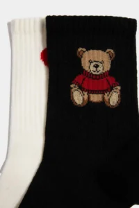 DeFacto Women Teddy Bear 2 Sets Cotton LONG Socks - Image 4