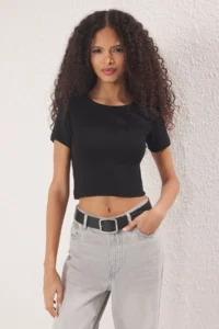 TRENDYOLMİLLA Black-Black Crop 2 Sets Package slim/Fitting Knitting Blouse - Image 6