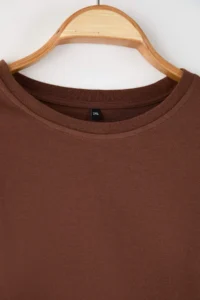 Trendyol Curve Brown-Beige  2 Sets Paket 100% single jersey Regular/Normal Pattern Knitting T-Shirt - Image 7