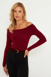 Cool & Sexy Women Burgundy Blouse - Image 6