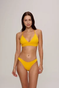 Pierre Cardin Crush Triangle Back Cross Strap Bikini Set Yellow