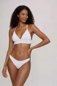 Pierre Cardin Crush Triangle Back Cross Strap White Bikini Set