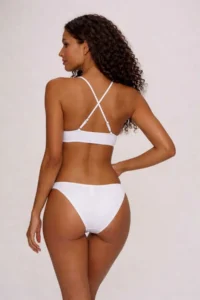 Pierre Cardin Crush Triangle Back Cross Strap White Bikini Set - Image 2