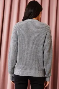 Olalook Women Gray buttoned Cardigan - Image 4