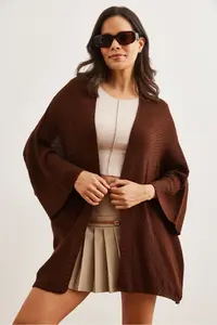 Olalook Women Bitter Coffee Bat Spring Coat Cardigan - Image 4