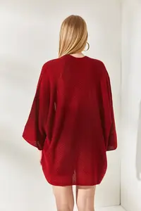 Olalook Women Burgundy Bat Spring Coat Cardigan - Image 6