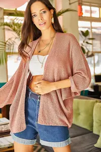 Olalook Women's Dusty Rose Bat Spring Cardigan