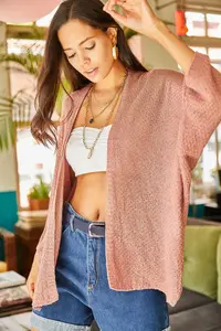 Olalook Women's Dusty Rose Bat Spring Cardigan - Image 3