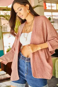 Olalook Women's Dusty Rose Bat Spring Cardigan - Image 5