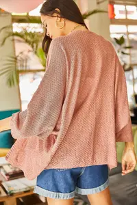 Olalook Women's Dusty Rose Bat Spring Cardigan - Image 7