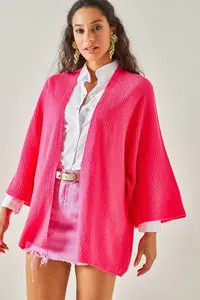 Olalook Women Fuchsia Bat Spring Coat Cardigan