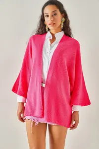 Olalook Women Fuchsia Bat Spring Coat Cardigan - Image 2
