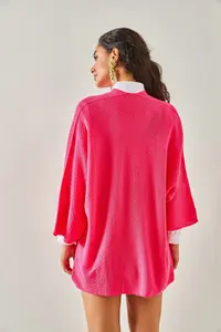 Olalook Women Fuchsia Bat Spring Coat Cardigan - Image 5