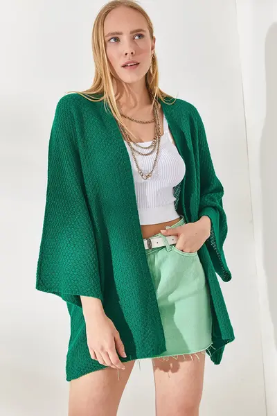 Olalook Women's Grass Green Bat Spring Cardigan