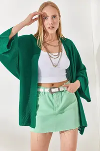 Olalook Women's Grass Green Bat Spring Cardigan - Image 5
