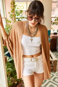 Olalook Women's Milky Brown Bat Spring Cardigan - Image 3