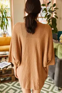Olalook Women's Milky Brown Bat Spring Cardigan - Image 5