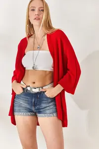 Olalook Women Red Bat Spring Coat Cardigan - Image 2
