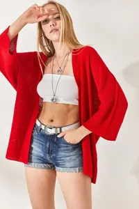 Olalook Women Red Bat Spring Coat Cardigan - Image 3