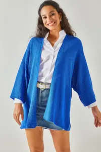 Olalook Women Saks Blue Blue Bat Spring Coat Cardigan - Image 2