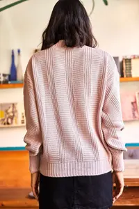 Olalook Women's Powder Thick Hair Braided Knitwear Cardigan - Image 7