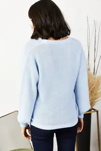 Olalook Women Bebe Blue buttoned Knitwear Cardigan - Image 4
