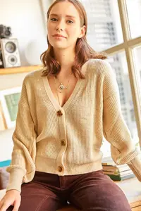 Olalook Women Stone buttoned Knitwear Cardigan