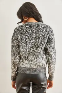Olalook Women's Black Soft Textured Gradient Thick Cardigan - Image 5