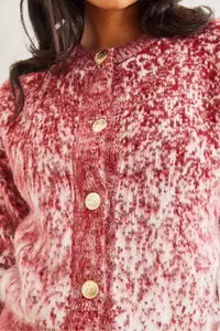 Olalook Women's Burgundy Soft Textured Gradient Thick Cardigan - Image 6