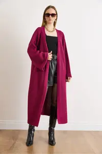 Olalook Women's Cherry Rotten Cuff Folded Maxi Knitwear Cardigan - Image 2