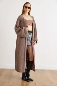 Olalook Women's Mink Cuff Folded Maxi Knitwear Cardigan - Image 2