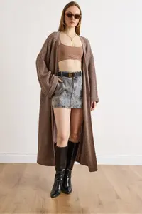 Olalook Women's Mink Cuff Folded Maxi Knitwear Cardigan - Image 3