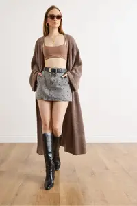 Olalook Women's Mink Cuff Folded Maxi Knitwear Cardigan - Image 4