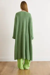 Olalook Women's Green Cuff Folded Maxi Knitwear Cardigan - Image 6
