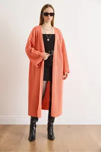 Olalook Women's Salmon Cuff Folded Maxi Knitwear Cardigan - Image 2