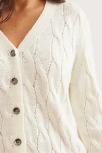 Olalook Women Ecru Braided Knitwear Cardigan - Image 5