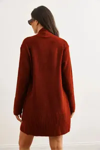 Olalook Women's Tile Pocket Collar Detailed Soft Textured Knitwear Cardigan - Image 3
